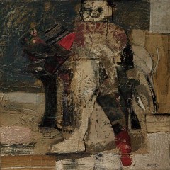 “Boy With Dog”, Mixed Media on Canvas, 36×36 inches, 2013